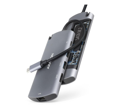 Stacja dokująca do laptopa Axagon HMC-6M2 SuperSpeed USB-C COMBO 6in1 hub